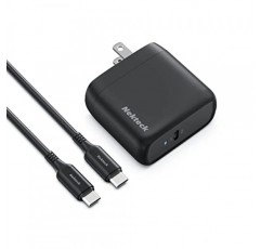 Nekteck 65W USB C 충전기 GaN II(6.6피트 케이블 포함), PD 3.0 PPS [USB-IF 인증] iPhone15, MacBook Air/Pro, iPad Air/Pro, Galaxy S21/S20 등과 호환되는 고속 접이식 소형 USB C 벽면 충전기