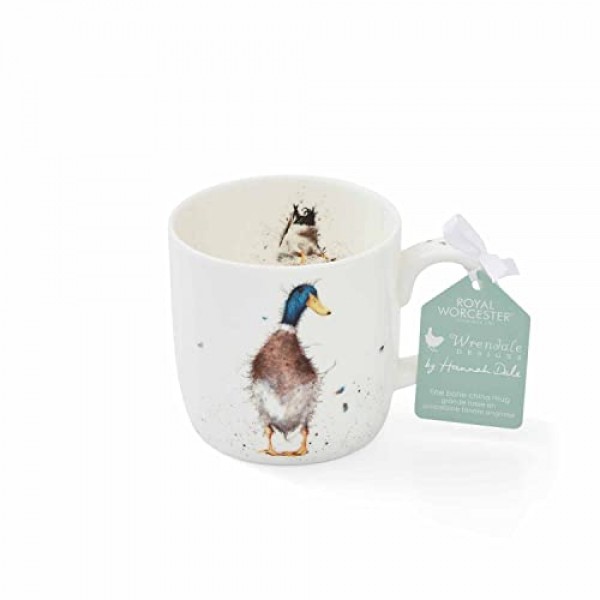 Portmeirion Royal Worcester Wrendale 디자인 가드 오리 머그잔 | 오리 디자인의 14온스 대형 커피잔 | Fine Bone China로 제작 | 전자레인지 및 식기세척기 사용 가능