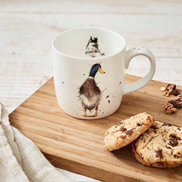 Portmeirion Royal Worcester Wrendale 디자인 가드 오리 머그잔 | 오리 디자인의 14온스 대형 커피잔 | Fine Bone China로 제작 | 전자레인지 및 식기세척기 사용 가능