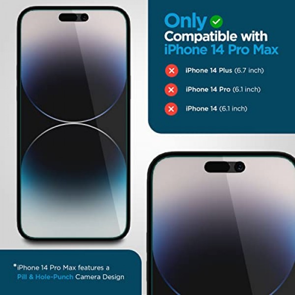 Case-Mate iPhone 14 Pro Max 화면 보호기 - 6.7인치 - 파손 방지 기능이 있는 긁힘 방지 강화 유리 - 터치 감도, 높은 선명도, 케이스 친화적, 적용 용이성을 갖춘 내구성이 뛰어
