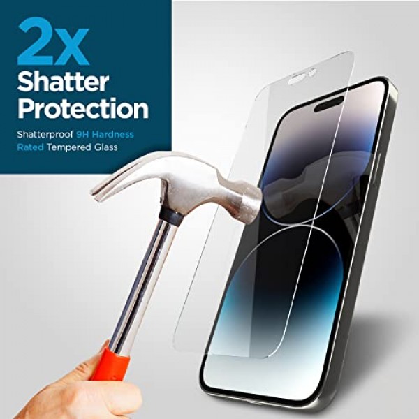 Case-Mate iPhone 14 Pro Max 화면 보호기 - 6.7인치 - 파손 방지 기능이 있는 긁힘 방지 강화 유리 - 터치 감도, 높은 선명도, 케이스 친화적, 적용 용이성을 갖춘 내구성이 뛰어