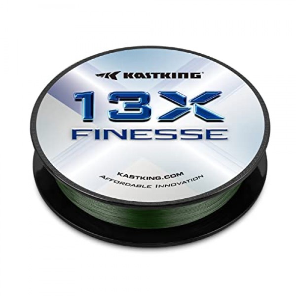 KastKing 13X Finesse 브레이드 낚싯줄 - 내마모성 브레이드 라인, 스피닝 및 기교 캐스팅 프리젠테이션을 위한 매우 얇고 부드럽고 긴 캐스팅 라인, 뛰어난 매듭 강도, 모노
