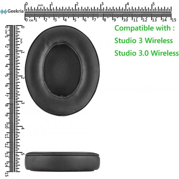 Beats Studio 3(A1914), Studio 3.0 무선 헤드폰 이어 패드, 헤드셋 이어 패드, 이어컵 커버 수리 부품(섀도우 그레이)용 Geekria QuickFit 교체용 이어 패드