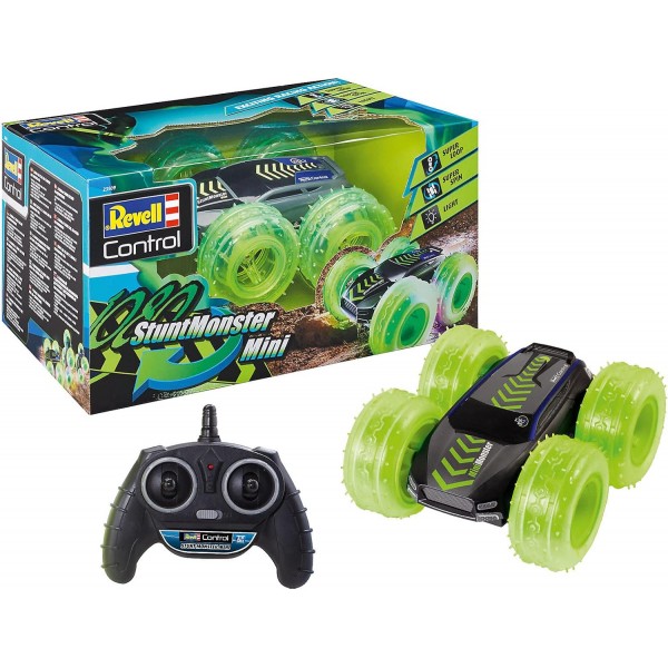 Revell Control RC Stunt Monster Mini 1080 I 6세 이상의 어린이에게 권장 I 멋진 뒤집기 및 회전 제공 I 최적의 성능을 위한 전륜 구동 I 멋진 조명 효과를 위한 LED 휠 미니 몬스터