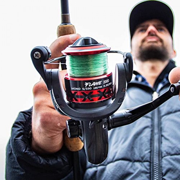 Piscifun 화염 스피닝 릴, 경량 9+1BB 매우 부드러운 스피닝 낚시 릴, 19.8LBs 최대 드래그, 500, 1000, 2000, 3000, 4000, 5000 시리즈, 빨간색 및 파란색