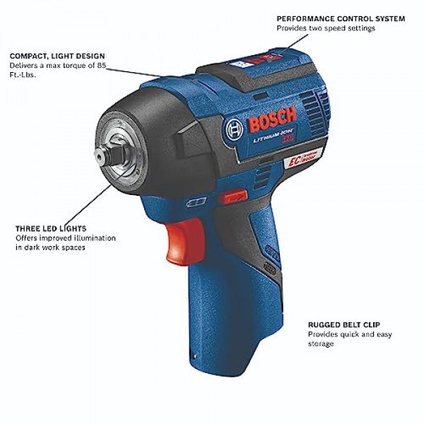 BOSCH PS82-02 12V 최대 EC 브러시리스 3/8인치 임팩트 렌치 키트