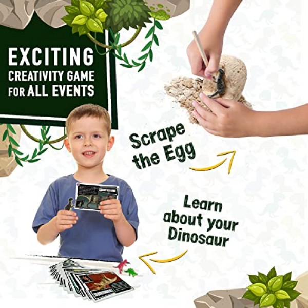 JITTERYGIT Dino Eggs Dig Kit, 3-5세 어린이를 위한 공룡 알, 공룡 생일 파티 용품 및 공룡 파티 게임에 적합 - 어린이를 위한 12개의 Dino Eggs 발굴 세트