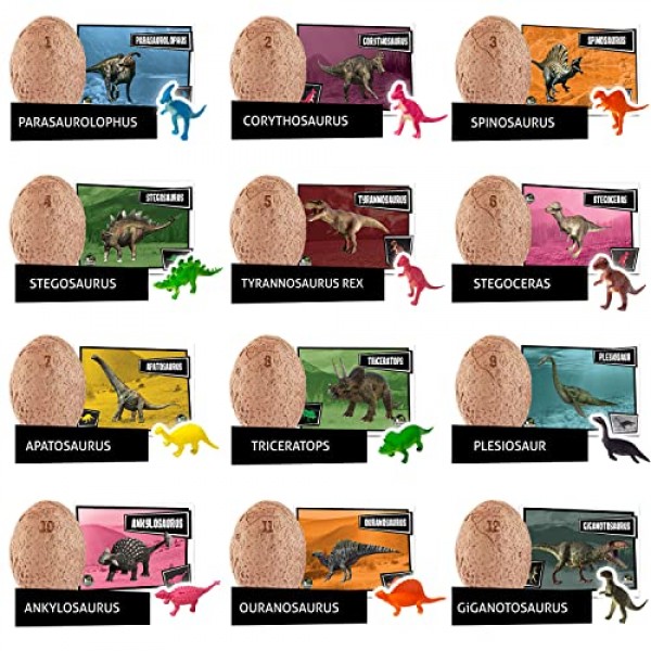 JITTERYGIT Dino Eggs Dig Kit, 3-5세 어린이를 위한 공룡 알, 공룡 생일 파티 용품 및 공룡 파티 게임에 적합 - 어린이를 위한 12개의 Dino Eggs 발굴 세트