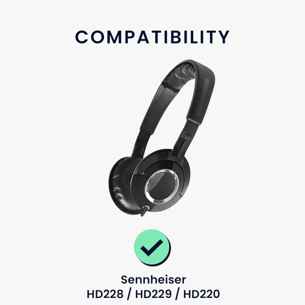 Sennheiser HD228 / HD229 / HD220 패드와 호환되는 kwmobile 2X 이어 패드 - 오버이어 헤드폰용 합성 가죽 헤드폰 패드 블랙