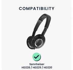 Sennheiser HD228 / HD229 / HD220 패드와 호환되는 kwmobile 2X 이어 패드 - 오버이어 헤드폰용 합성 가죽 헤드폰 패드 블랙
