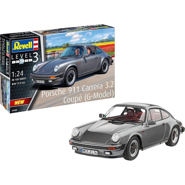 Revell 07688 Porsche 911 G Model Coupé, 초보자를 위한 오리지널 모델 키트에 충실한 1:24 17.9 cm 스케일로 직접 조립할 수 있는 모델 자동차, 도색
