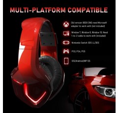 마이크가 있는 NEEDONE 게임용 헤드폰, PS4 PC PS5 Xbox One용 게임용 헤드셋, Switch Laptop Mac Red용 강렬한 베이스가 있는 3.5mm 서라운드 사운드 헤드셋