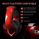 마이크가 있는 NEEDONE 게임용 헤드폰, PS4 PC PS5 Xbox One용 게임용 헤드셋, Switch Laptop Mac Red용 강렬한 베이스가 있는 3.5mm 서라운드 사운드 헤드셋