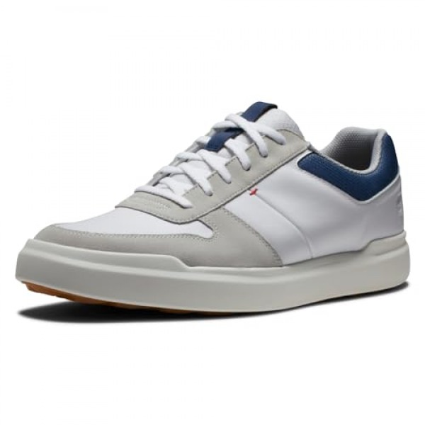 FootJoy 남성용 컨투어 캐주얼 골프 슈즈, 화이트/네이비, 11
