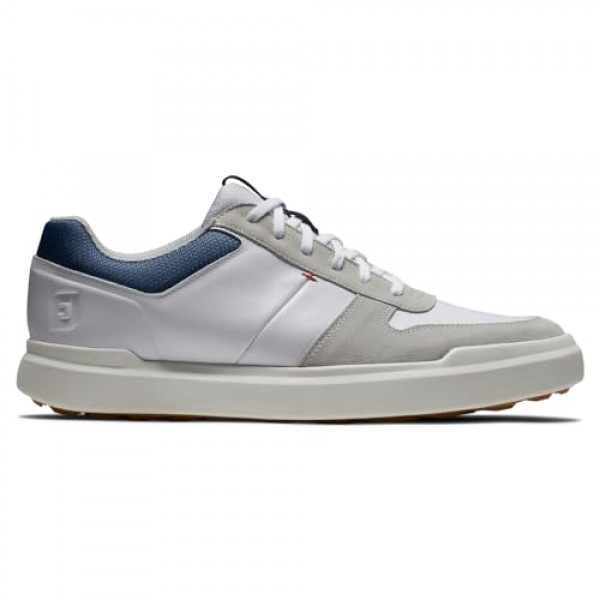 FootJoy 남성용 컨투어 캐주얼 골프 슈즈, 화이트/네이비, 11