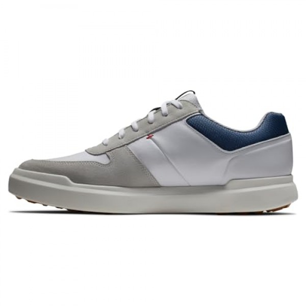 FootJoy 남성용 컨투어 캐주얼 골프 슈즈, 화이트/네이비, 11