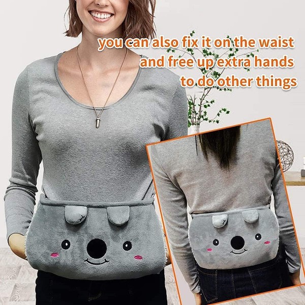 Snowtain 1L 허리 온수 보틀Hot Water Bag Hot Water Bottle with Cover, Koala Hot Water Bottle Belt Hot Bag for 허리 따뜻한 목과 어깨, 등, 다리, 허리 따뜻한 (최대 4-6시간 보온)