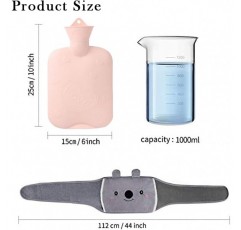 Snowtain 1L 허리 온수 보틀Hot Water Bag Hot Water Bottle with Cover, Koala Hot Water Bottle Belt Hot Bag for 허리 따뜻한 목과 어깨, 등, 다리, 허리 따뜻한 (최대 4-6시간 보온)