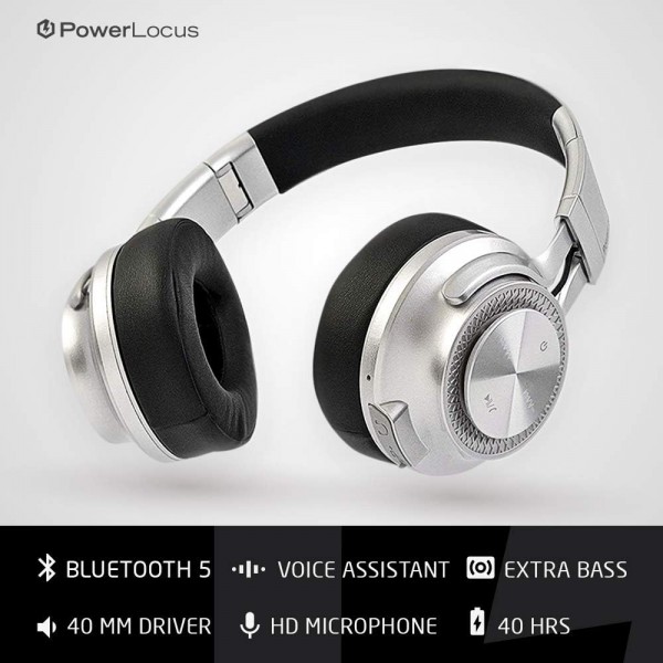 PowerLocus P3 Bluetooth 오버이어 헤드폰, [재생 시간 40시간] HD 스테레오 무선 헤드폰, 핸즈프리 통화용 마이크가 있는 접이식 무선 헤드폰 iPhone/Android/Windows/TV용 무선 및 유