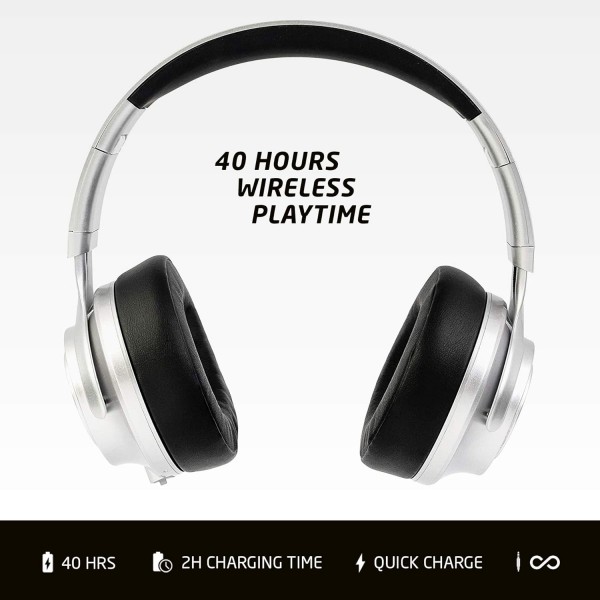PowerLocus P3 Bluetooth 오버이어 헤드폰, [재생 시간 40시간] HD 스테레오 무선 헤드폰, 핸즈프리 통화용 마이크가 있는 접이식 무선 헤드폰 iPhone/Android/Windows/TV용 무선 및 유