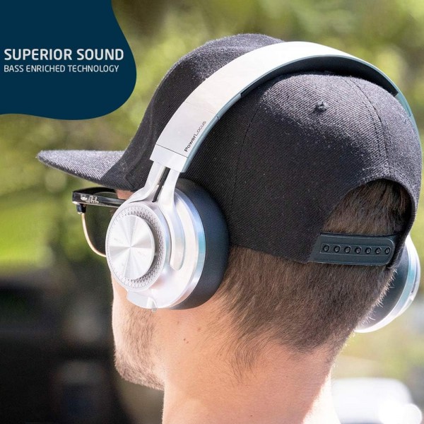 PowerLocus P3 Bluetooth 오버이어 헤드폰, [재생 시간 40시간] HD 스테레오 무선 헤드폰, 핸즈프리 통화용 마이크가 있는 접이식 무선 헤드폰 iPhone/Android/Windows/TV용 무선 및 유