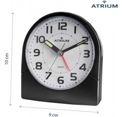ATRIUM 클래식 알람 시계 아날로그 쿼츠 빛과 스누즈 발광 바늘로 똑딱 거리지 않고 블랙 A218-7