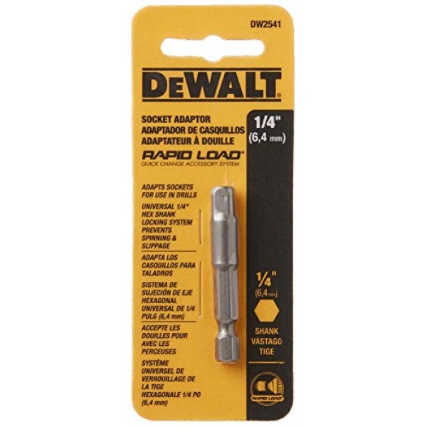 DEWALT 육각 소켓 어댑터(DW2541), 실버, 1/4인치