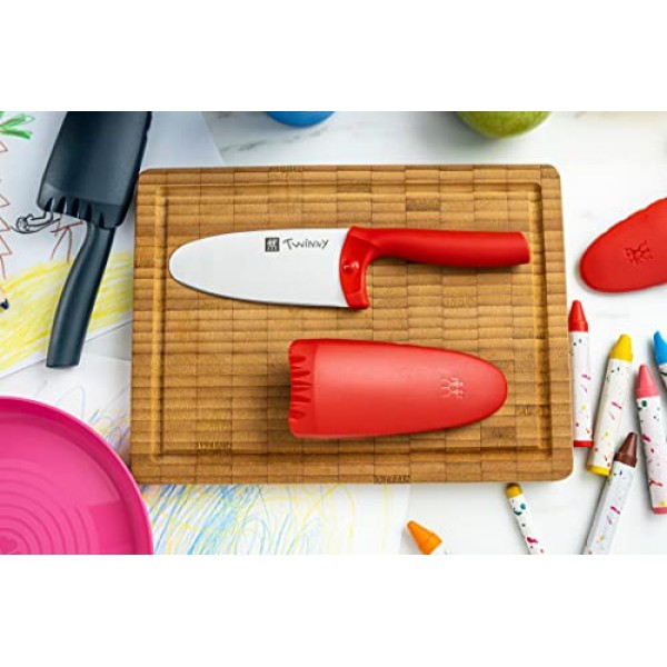 Zwilling 36550-101 Twinny, 빨간색, 3.9인치(100mm), 어린이용 칼, 스테인레스 스틸, 원형 팁, 안전