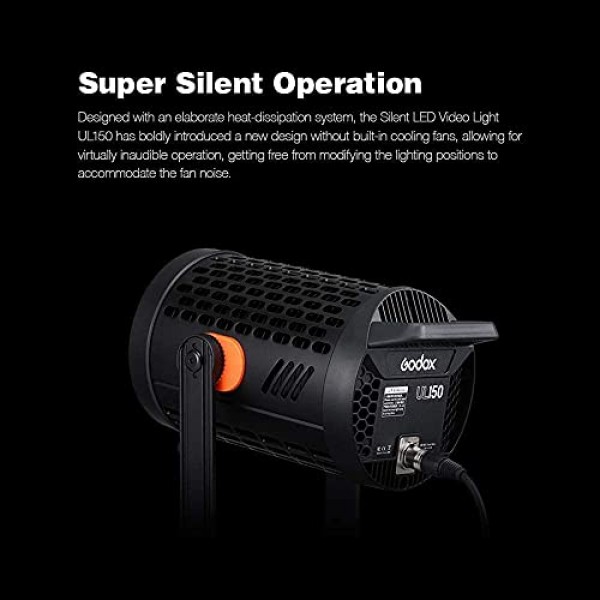 Godox UL150 II 무음 LED 비디오 조명, LETWING 8색 필터, 160W 5600K 일광 균형, 71700LUX@1M,CRI96 TLCI97,16 그룹 32채널, 무선 원격 제어 및 앱 지원
