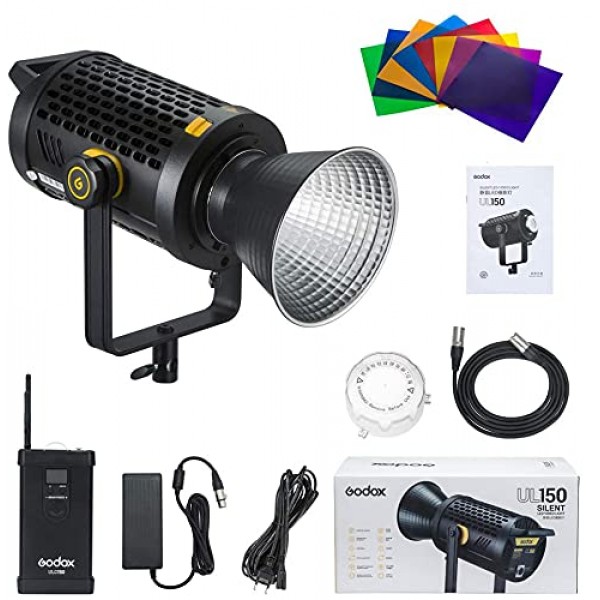 Godox UL150 II 무음 LED 비디오 조명, LETWING 8색 필터, 160W 5600K 일광 균형, 71700LUX@1M,CRI96 TLCI97,16 그룹 32채널, 무선 원격 제어 및 앱 지원