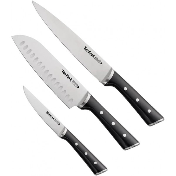 테팔 아이스 포스 칼 세트 I 3단 I 20, 18, 11cm I 고기 칼 I 산토쿠 칼 I 만능 칼 I Made in Germany I 모든 음식에 완벽한 결과 I 높은 저항력