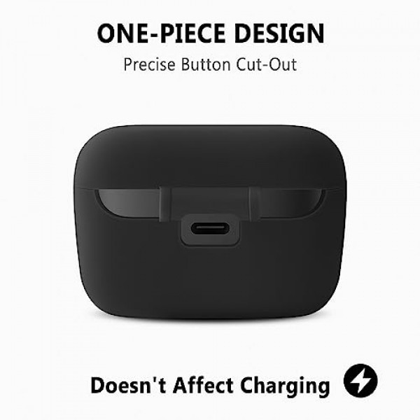 Anker Soundcore A20i용 Geiomoo 실리콘 케이스, 끈이 있는 보호 커버(검은색)