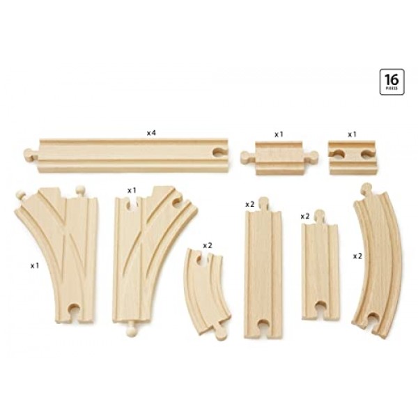 BRIO World 33402 확장팩 중급 | 3세 이상 어린이를 위한 나무 기차 트랙