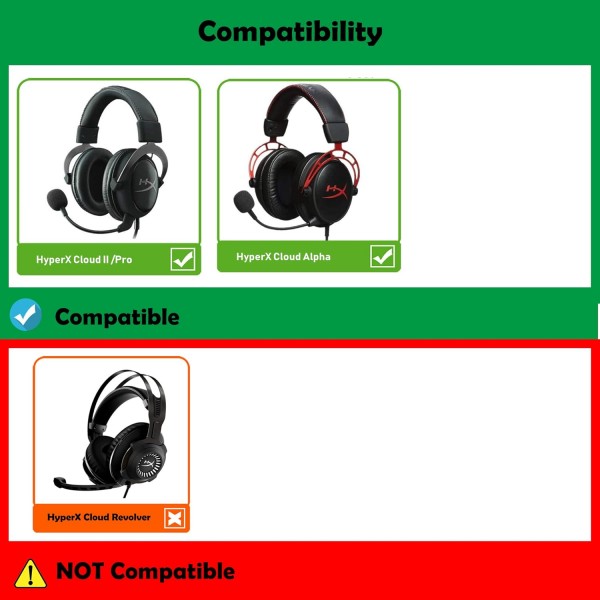 DowiTech 향상된 사운드 헤드폰 교체 용 이어 패드 쿠션 HyperX Cloud II Cloud Pro HyperX Cloud Alpha 헤드셋과 호환되는 헤드셋 이어 패드