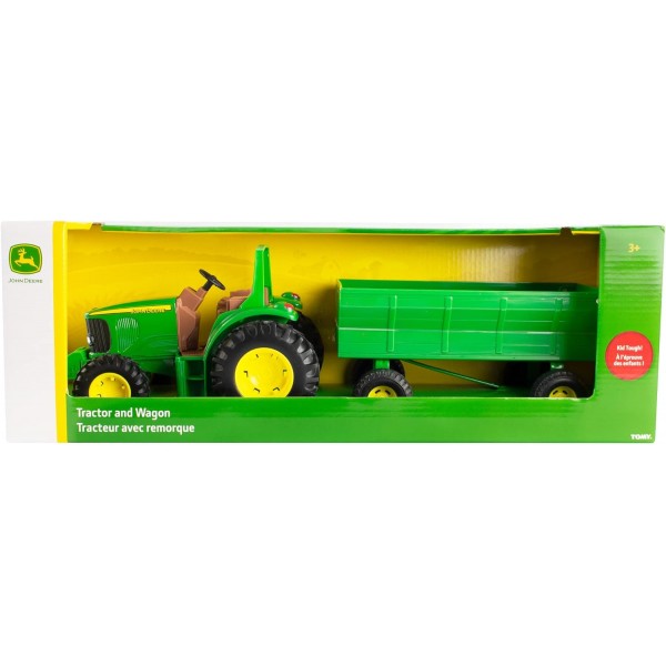 TOMY Ertl John Deere 8인치 트랙터 및 플레어박스 왜건 세트(스타일은 다를 수 있음)