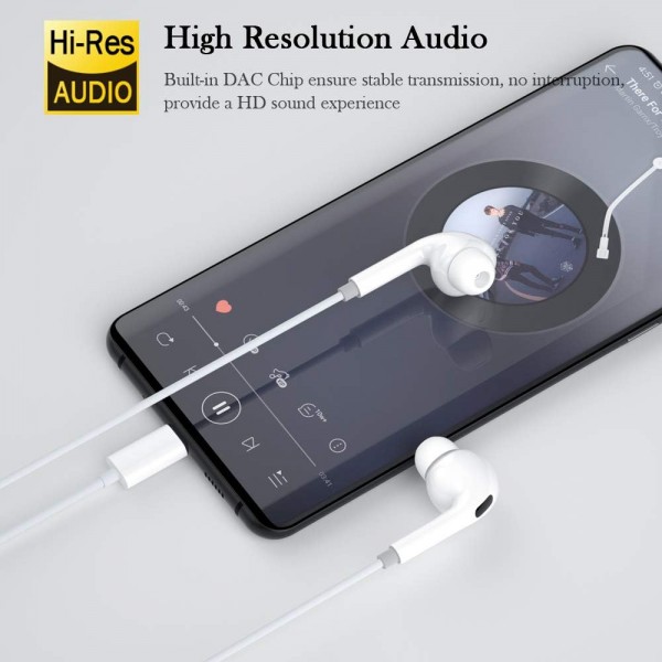 Samsung S20 FE A53 A33용 iMangoo USB-C Type-C 헤드폰 갤럭시 Z 플립 4 S22 Ultra S21 S20+ Pixel 6a 6 Oneplus White용 마이크 및 볼륨 조절 기능이 있는 인이어 헤드폰 Hi-Fi 스테레오