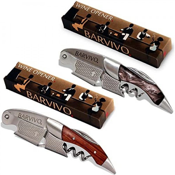 Barvivo 전문 웨이터 코르크 따개 Barvivo Black Resin의 전문 웨이터 코르크 따개와 스테인레스 스틸 및 천연 로즈우드 번들로 제작된 이 와인 오프너입니다.
