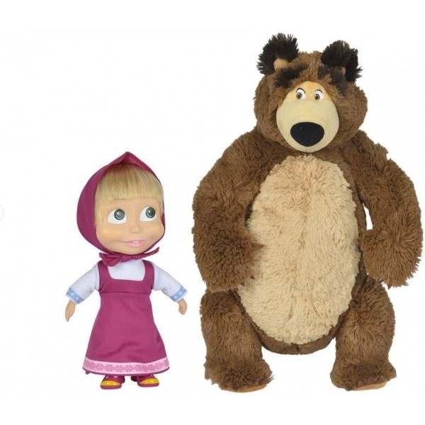 MASHA & THE BEAR 23CM 인형 및 43CM 소프트 토이 베어 트윈 팩