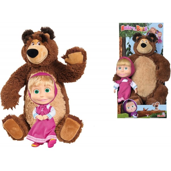 MASHA & THE BEAR 23CM 인형 및 43CM 소프트 토이 베어 트윈 팩