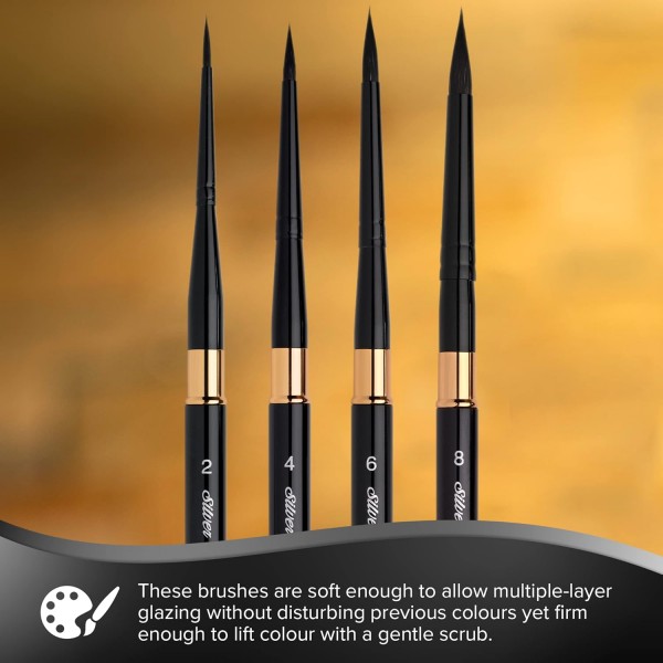 Silver Brush Limited WC-3124ST 블랙 벨벳 - 전문가용 여행용 브러쉬 세트 - 사이즈 2, ​​4, 6, 8 - 4종 세트