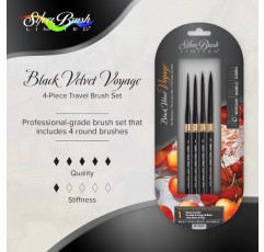 Silver Brush Limited WC-3124ST 블랙 벨벳 - 전문가용 여행용 브러쉬 세트 - 사이즈 2, ​​4, 6, 8 - 4종 세트