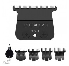 BaBylissPRO FX787 및 FX726 트리머와 호환되는 FX707B 교체 블레이드, BaByliss 트리머 블레이드와 호환되는 4개의 가드 세트가 있는 DLC 교체 블레이드, 검정색