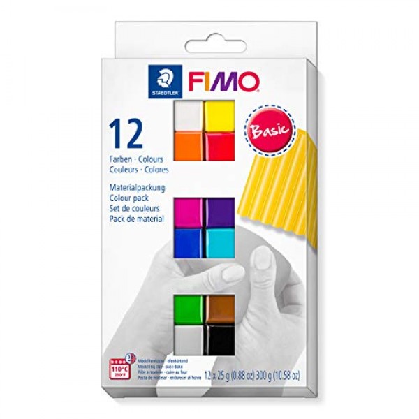 STAEDTLER FIMO 소프트 폴리머 클레이 - 주얼리, 조각, 공예용 오븐 베이킹 클레이, 12가지 다양한 색상, 8023 C12-1