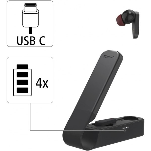 Hama Spirit Pocket Bluetooth 헤드폰(마이크가 있는 인이어 헤드폰, 충전 스테이션이 있는 진정한 무선 이어버드, 특히 가벼움, 실행 시간 30시간, 음성 제어가 가능한 무선 헤