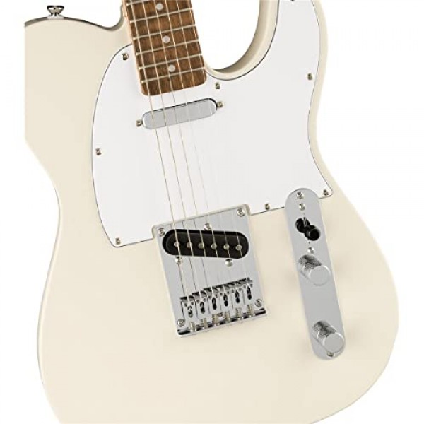 Squier Affinity 시리즈 텔레캐스터 일렉트릭 기타, 2년 보증 포함, 올림픽 화이트, 로렐 핑거보드