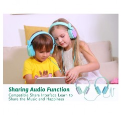 Riwbox CS6 이어폰을 통한 경량 접이식 스테레오 헤드폰 iPad/iPhone/PC/Kindle/Tablet Blue&Green과 호환되는 마이크 및 볼륨 컨트롤이 있는 헤드셋 공유 기능