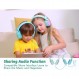 Riwbox CS6 이어폰을 통한 경량 접이식 스테레오 헤드폰 iPad/iPhone/PC/Kindle/Tablet Blue&Green과 호환되는 마이크 및 볼륨 컨트롤이 있는 헤드셋 공유 기능