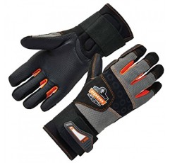 Ergodyne ProFlex 9012 진동 방지 작업 장갑, ANSI/ISO 인증, 전체 손가락, 손목 지지대, 대형, 검정색