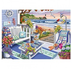 Ravensburger Cozy 시리즈: Seaside Sunshine 성인을 위한 300피스 대형 직소 퍼즐 - 모든 조각은 독특하며 Softclick 기술로 조각이 완벽하게 맞습니다.