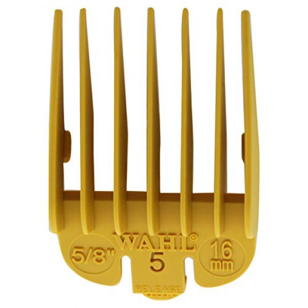Wahl Professional #5 색상 코드 가이드 빗 부착 장치 5/8(16mm) - 3135-1303 - 전문 스타일리스트 및 이발사에게 적합 - 노란색